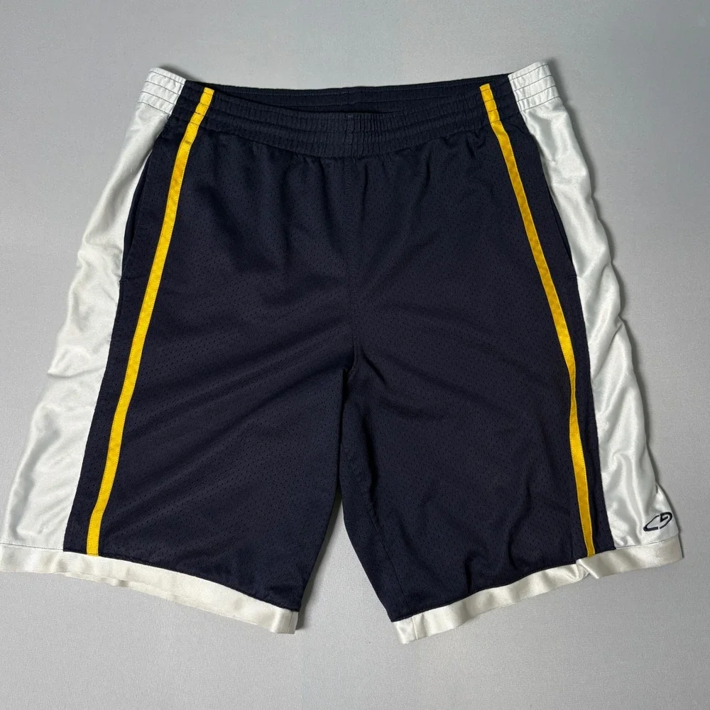 C9 by Champion Mens Mesh Basketball Shorts Navy Blue White Yellow Size M